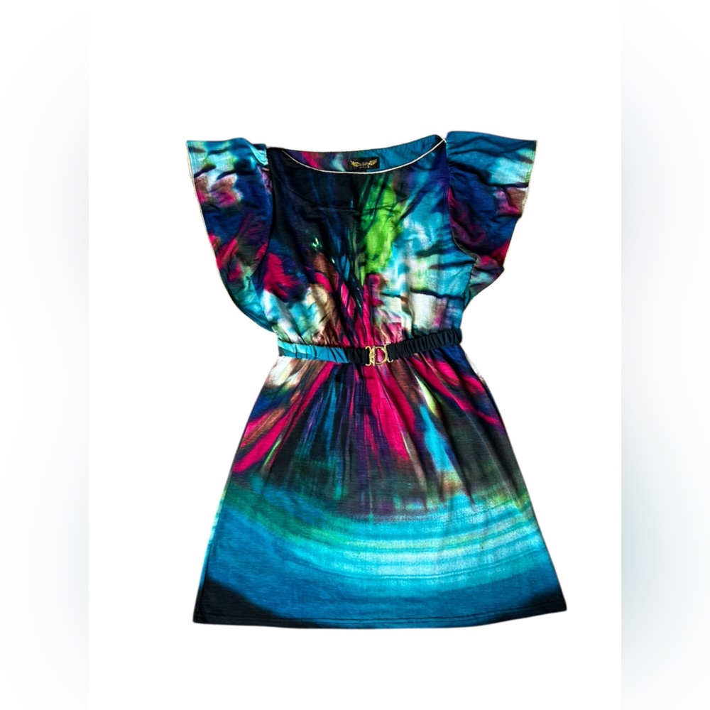 Angeleye London Belted Tie-Dye Pattern Dress with butterfly silhouette size M - Picture 7 of 12